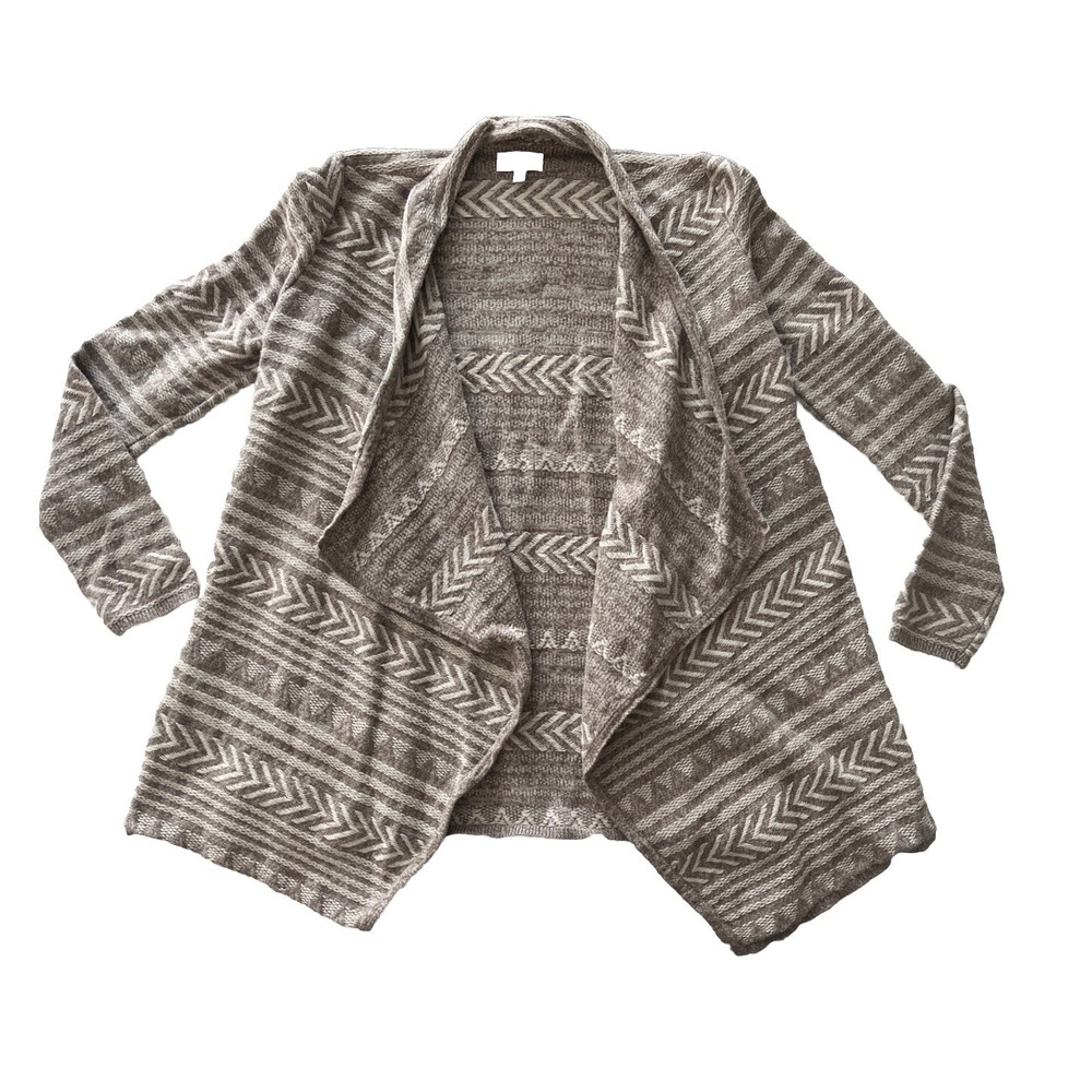 Lucky Brand Women's Size S Cardigan Sweater Tan Beige Aztec 100%‎ Cotton